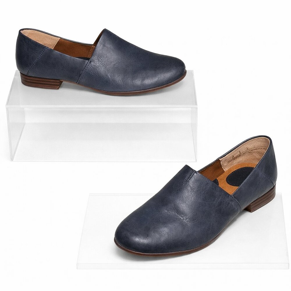 B.O.C. Suree Leather Blue Slip-on Loafer Casual Shoes Size 7M